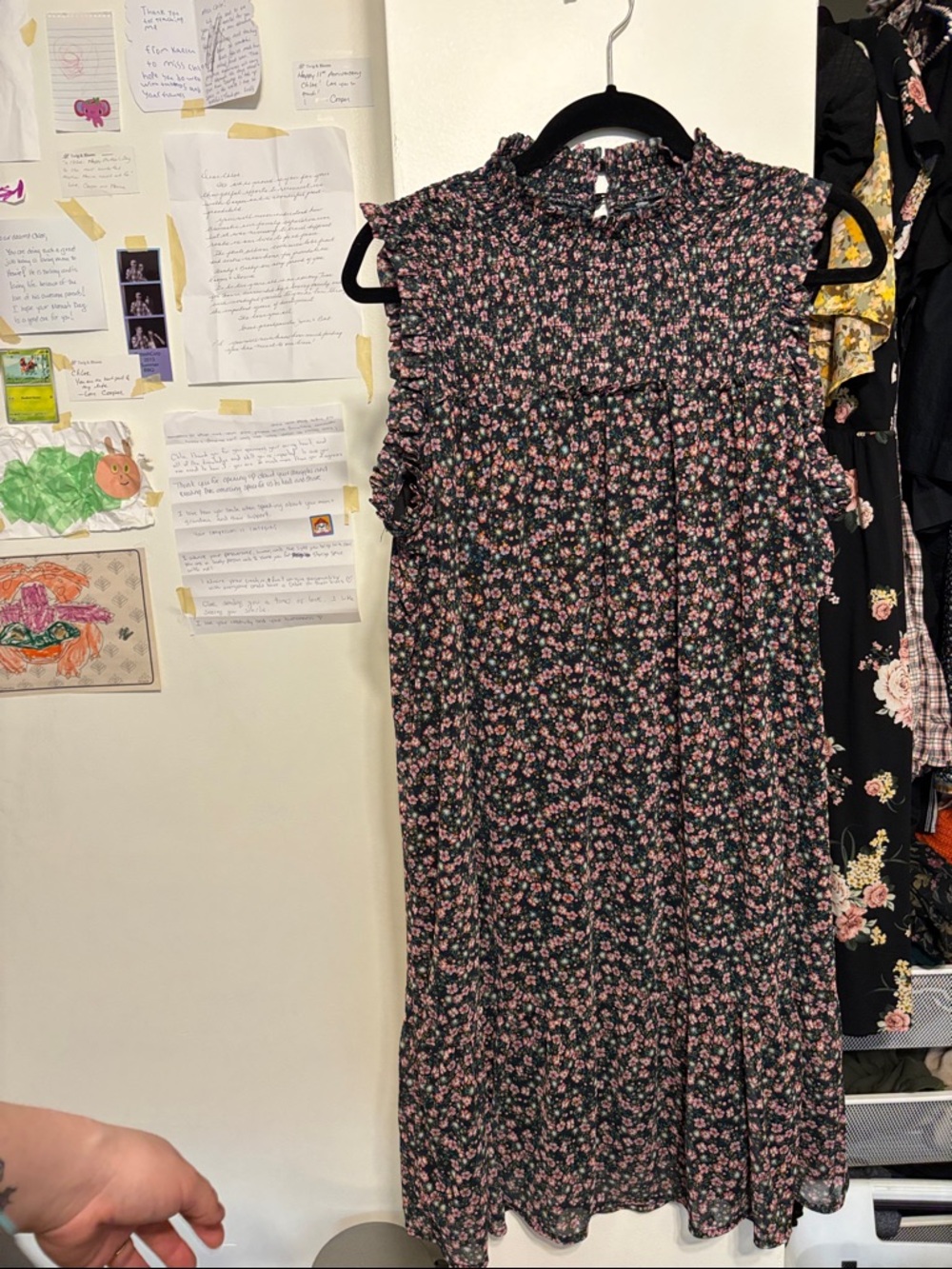 Maurices Black Midi Dress with Pink Floral Print